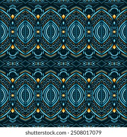 Patrón inconsútil, Ikan, patrón indio, detallado, patrón inconsútil floral geométrico vintage, batik, geométrico, tribal, impresión, Vector
