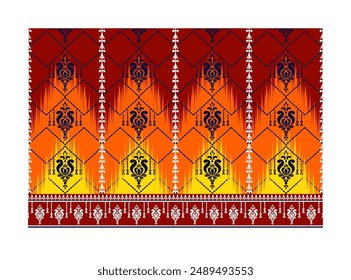 Seamless Pattern. Ikat damask folklore chevron argyle style design for curtain, textile, floor and background.