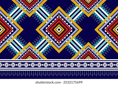 Seamless pattern of ikat, ethnic, geometric shape, ornate, aztec, motif, tribal, boho, ethnic, native repetation vector illutrator for fabric and textile or carpet. Traditional paint tiled pattern.