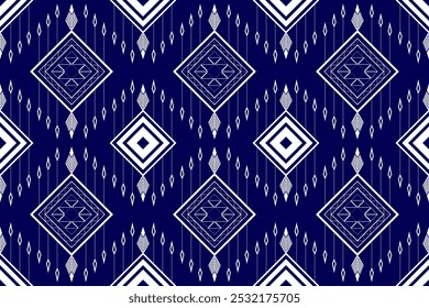 Seamless pattern of ikat, ethnic, geometric shape, ornate, aztec, motif, tribal, boho, ethnic, native repetation vector illutrator for fabric and textile or carpet. Traditional paint tiled pattern.