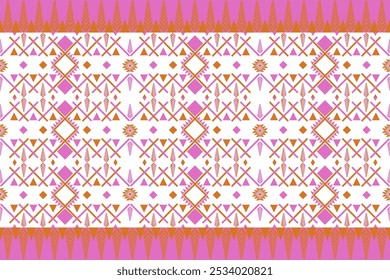 Seamless pattern of ikat, ethnic, geometric shape, ornate, aztec, motif, tribal, boho, ethnic, native repetation vector illutrator for fabric and textile or carpet. Traditional paint tiled pattern.