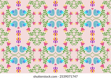 Seamless pattern of ikat, ethnic, geometric shape, ornate, aztec, motif, tribal, boho, ethnic, native repetation vector illutrator for fabric and textile or carpet. Traditional paint tiled pattern.