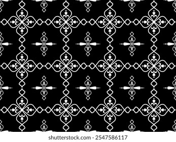 Seamless pattern of ikat, ethnic, geometric shape, ornate, aztec, motif, tribal, boho, ethnic, native repetation vector illutrator for fabric and textile or carpet. Traditional paint tiled pattern.