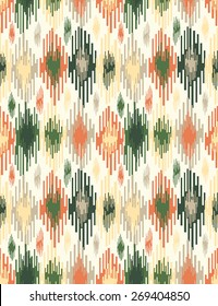 Seamless pattern with ikat ethnic ornament