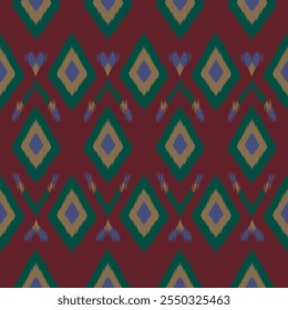 Seamless pattern, ikat pattern is a native pattern. The shape consists of lines arranged to look like woven threads.