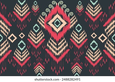 Seamless Pattern Ikat style, vector hand drawing design for fabric, ethnic, textile, texture, wrapping paper, wall paper or abstract background.