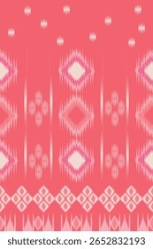 Seamless pattern of  ikat Thai traditional in pink background design for textile, silk, wallpaper