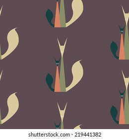 A seamless pattern of an illustrated fox over a dark background