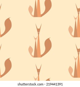 A seamless pattern of an illustrated fox over a yellow background