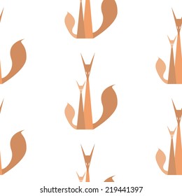 A seamless pattern of an illustrated fox over a white background