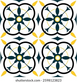 Seamless pattern illustration in arabic style - like Portuguese tiles