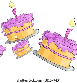 seamless pattern illustration of birthday cake