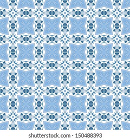 Seamless pattern illustration in blue - like Portuguese tiles
