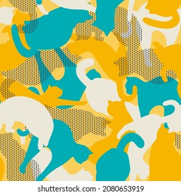Seamless pattern illustration of cat camouflage (vector)