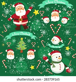 Seamless pattern illustration of christmas theme in green background.