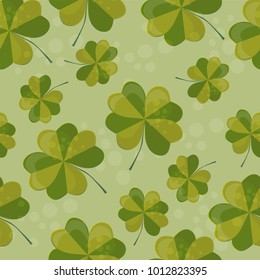 Seamless pattern illustration with clover with four leaves as a symbol of luck