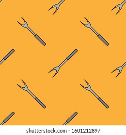 seamless pattern illustration design fork is unique and simple. . orange background. for kitchen appliance icons, food wallpapers and can be printed on fabric. modern flat design. vector