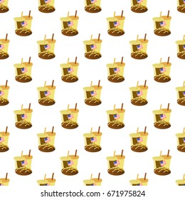 Seamless pattern. Illustration for design, packaging, printing, fabric, websites, postcards. Nutritional. Chocolate cupcake and coffee