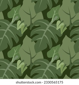 Seamless pattern illustration of different types of leaves.