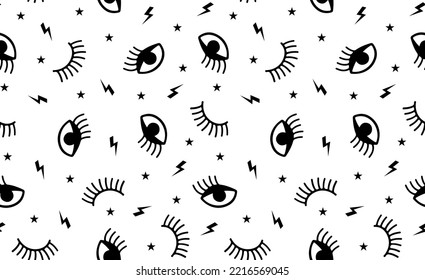 Seamless pattern illustration eys, lashes en lighting