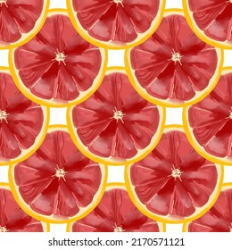 Patrón sin soldadura con ilustración de rodajas de pomelo en un estilo acuarela