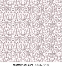 Seamless pattern, illustration, gray lines of brain silhouettes on a white background, for site, facebook cover, web page, social networks, print, paper publications. Scientific background.