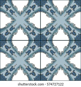 Seamless pattern illustration inspired by Portuguese tiles