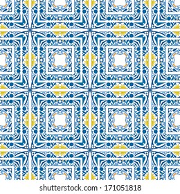 Seamless pattern illustration made of floral elements - like Portuguese tiles
