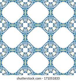 Seamless pattern illustration made of floral elements - like Portuguese tiles