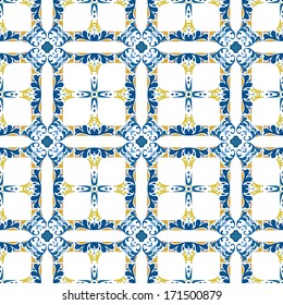 Seamless pattern illustration made of floral elements - like Portuguese tiles