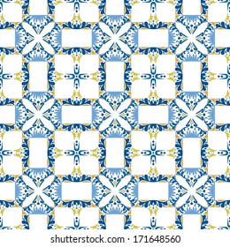 Seamless pattern illustration made of floral elements - like Portuguese tiles