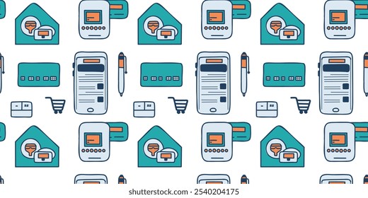 Patrón sin fisuras con la ilustración de dispositivos electrónicos modernos y gadgets, diseño minimalista, iconos de la tecnología