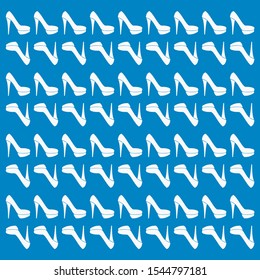 seamless pattern illustration of modern women's shoes. white shoes on a blue  background. abstract shoe vector design wallpaper.