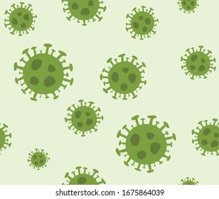 Nahtloses Muster mit Illustration des neuartigen Coronavirus (2019-nCoV) COVID-19 auf weißem Hintergrund. Abstraktes Modell des nCoV COVID-Virus in China. Epidemiemuster des Coronavirus.