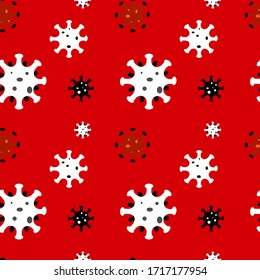 Seamless pattern with illustration of novel Coronavirus 2019-nCoV. Abstract model of nCoV COVID Chinese virus. Coronavirus epidemic pattern.