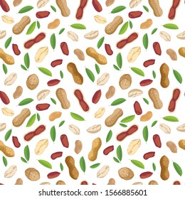 Seamless pattern with illustration of peanuts