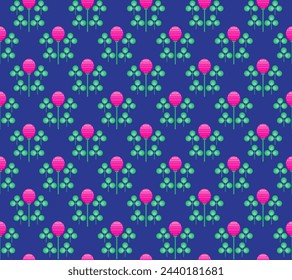 Seamless pattern. Illustration of the red clover flower in decorative style