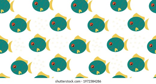 seamless pattern with illustration of sea fish