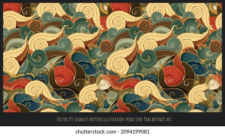 Ilustración de patrón sin igual espiral Arte abstracto de Line Thai.