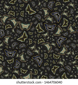 Seamless pattern illustration with striped butterflies. Vector illustration.