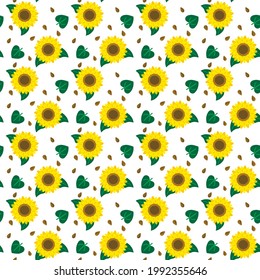 Seamless pattern illustration of sunflowers blooming in summer