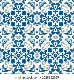Seamless pattern illustration in traditional style - like Portuguese tiles