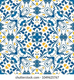 Seamless pattern illustration in traditional style - like Portuguese tiles