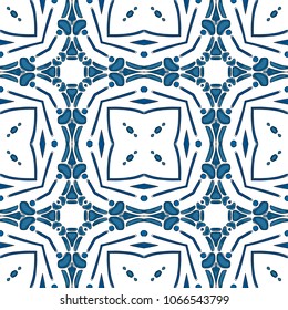 Seamless pattern illustration in traditional style - like Portuguese tiles