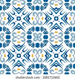 Seamless pattern illustration in traditional style - like Portuguese tiles
