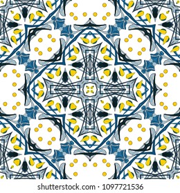 Seamless pattern illustration in traditional style - like Portuguese tiles