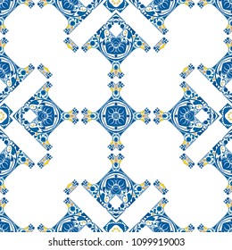 Seamless pattern illustration in traditional style - like Portuguese tiles