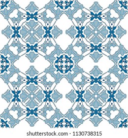 Seamless pattern illustration in traditional style - like Portuguese tiles