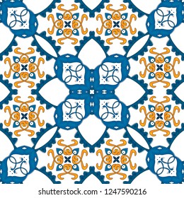 Seamless pattern illustration in traditional style - like Portuguese tiles