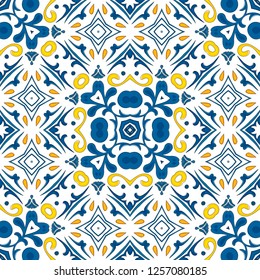 Seamless pattern illustration in traditional style - like Portuguese tiles